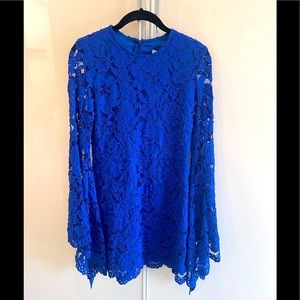 Blue Lace Overlay Dress